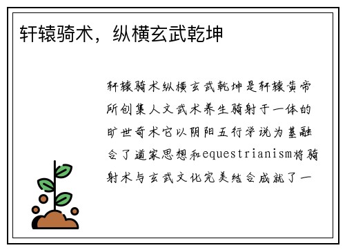 轩辕骑术，纵横玄武乾坤