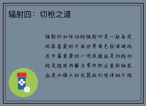辐射四：切枪之道